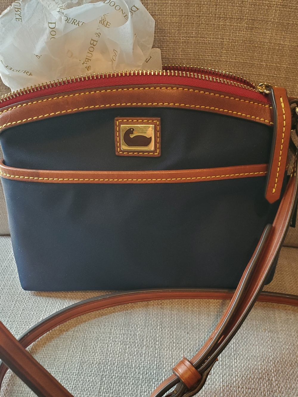 Dooney & Burke Crossbody Bag, Navy. 5.5" x 7-3/4".